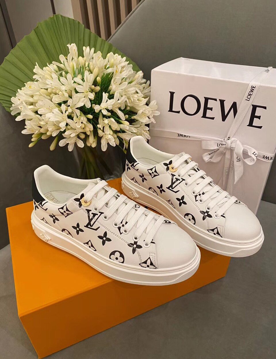 Louis Vuitton Time Out Sneakers White/Black For Women LV