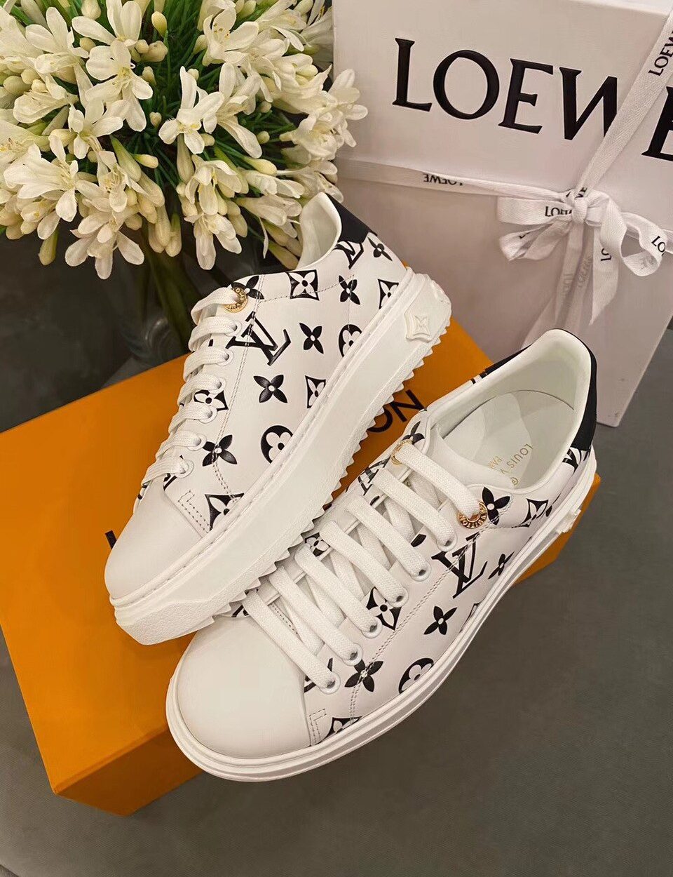 Louis Vuitton Time Out Sneakers White/Black For Women LV