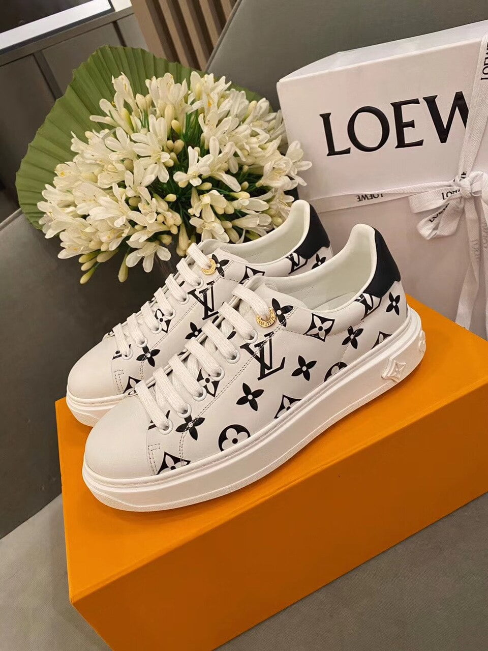 Louis Vuitton Time Out Sneakers White/Black For Women LV