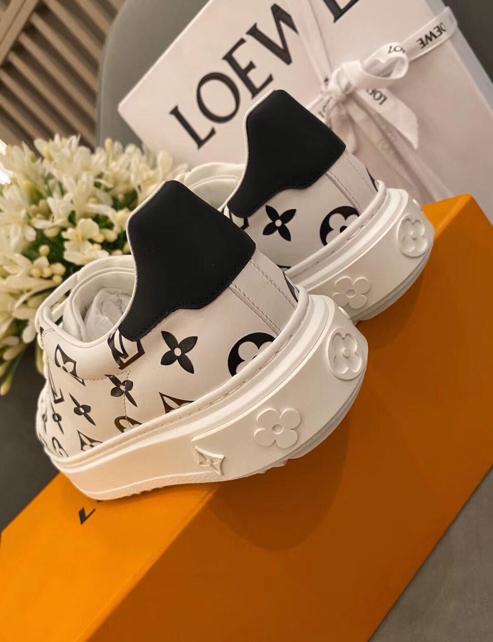 Louis Vuitton Time Out Sneakers White/Black For Women LV