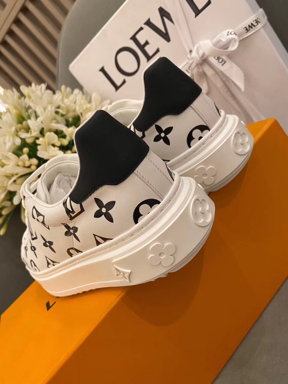 Louis Vuitton Time Out Sneakers White/Black For Women LV - Image 6