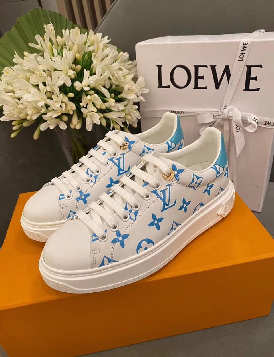 Louis Vuitton Time Out Sneakers White/Blue For Women LV