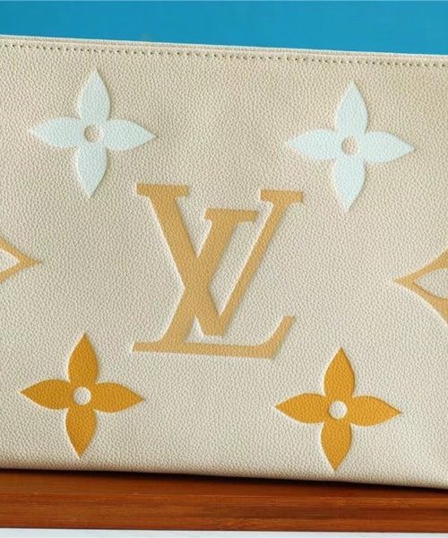 1:1 Replica Louis Vuitton Toiletry Pouch 26 Monogram Empreinte Yellow For Women, Women's Wallets 9.8in/25cm LV M80504