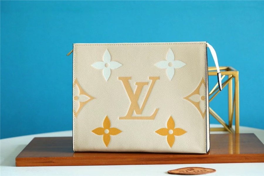 1:1 Replica Louis Vuitton Toiletry Pouch 26 Monogram Empreinte Yellow For Women, Women's Wallets 9.8in/25cm LV M80504