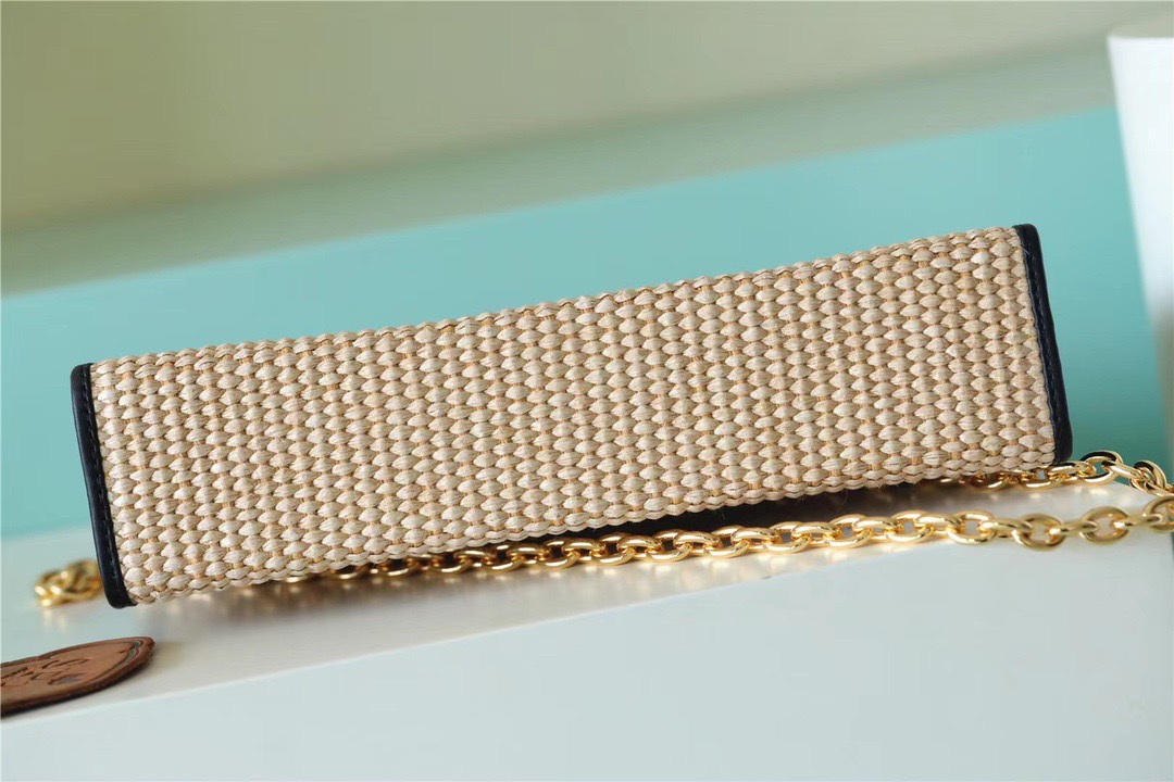 1:1 Replica Louis Vuitton Toiletry Pouch on Chain Raffia Natural /Black For Women, Women's Wallets 9.8in/25cm LV M81366 - Image 3