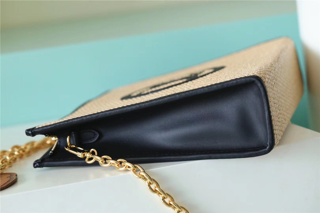 1:1 Replica Louis Vuitton Toiletry Pouch on Chain Raffia Natural /Black For Women, Women's Wallets 9.8in/25cm LV M81366 - Image 9