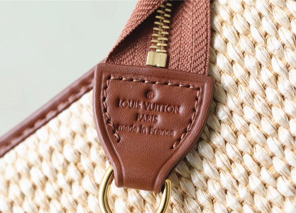 1:1 Replica Louis Vuitton Toiletry Pouch on Chain Raffia Natural /Ceramel Brown  For Women, Women's Wallets 9.8in/25cm LV