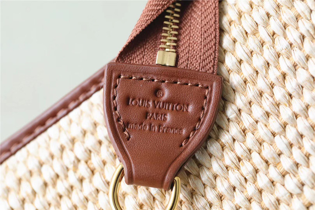 1:1 Replica Louis Vuitton Toiletry Pouch on Chain Raffia Natural /Ceramel Brown For Women, Women's Wallets 9.8in/25cm LV - Image 3