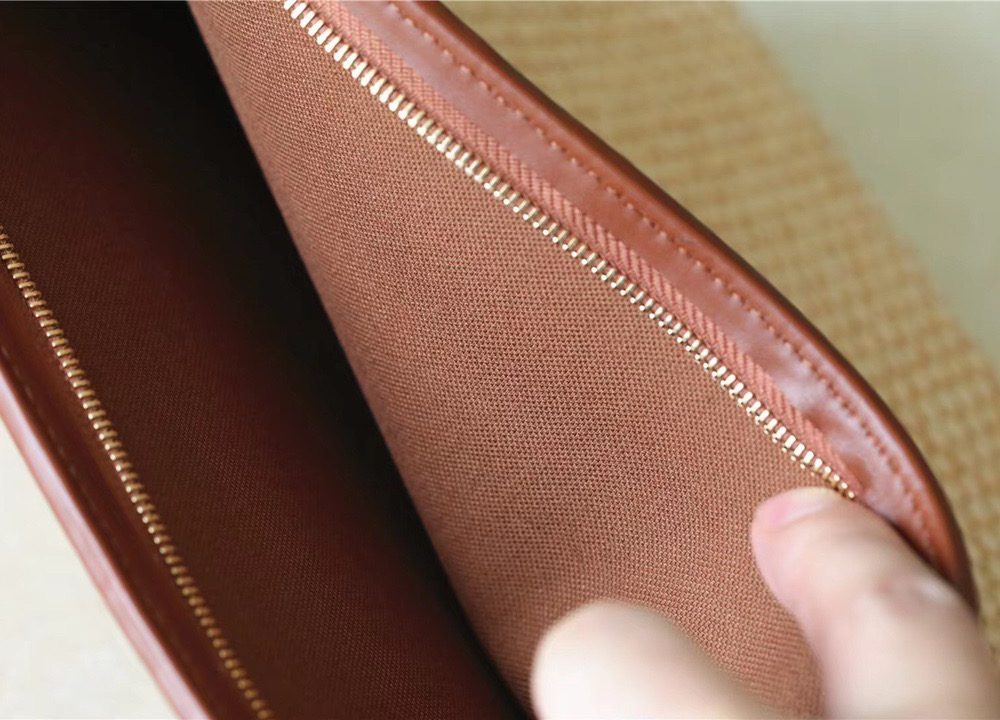 1:1 Replica Louis Vuitton Toiletry Pouch on Chain Raffia Natural /Ceramel Brown  For Women, Women's Wallets 9.8in/25cm LV