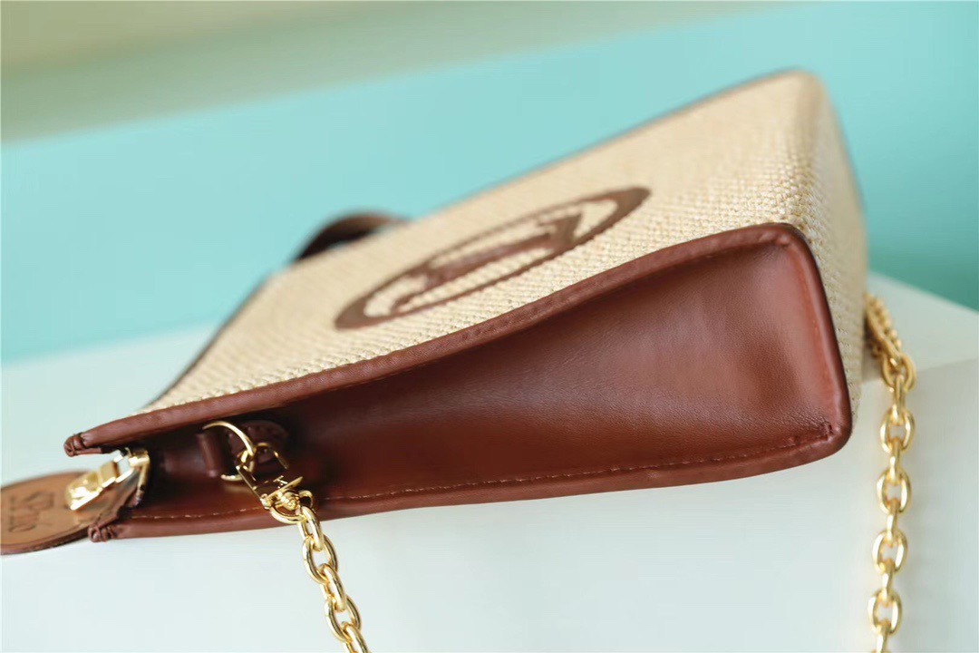 1:1 Replica Louis Vuitton Toiletry Pouch on Chain Raffia Natural /Ceramel Brown For Women, Women's Wallets 9.8in/25cm LV - Image 4