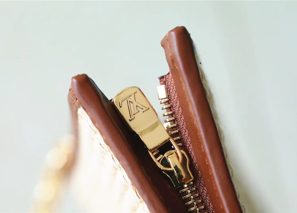 1:1 Replica Louis Vuitton Toiletry Pouch on Chain Raffia Natural /Ceramel Brown  For Women, Women's Wallets 9.8in/25cm LV