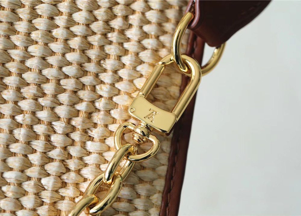 1:1 Replica Louis Vuitton Toiletry Pouch on Chain Raffia Natural /Ceramel Brown  For Women, Women's Wallets 9.8in/25cm LV