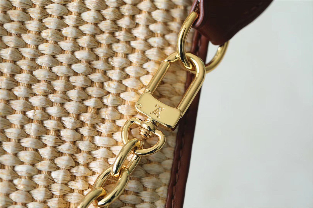 1:1 Replica Louis Vuitton Toiletry Pouch on Chain Raffia Natural /Ceramel Brown For Women, Women's Wallets 9.8in/25cm LV - Image 6