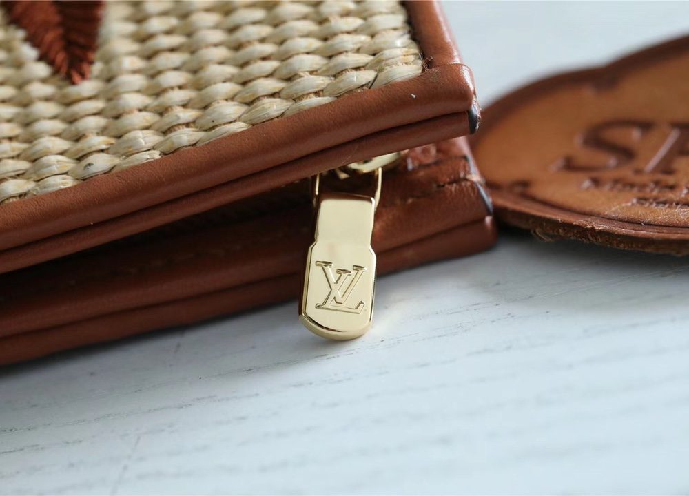 1:1 Replica Louis Vuitton Toiletry Pouch Raffia Natural /Caramel Brown For Women, Women's Wallets 9.8in/25cm LV
