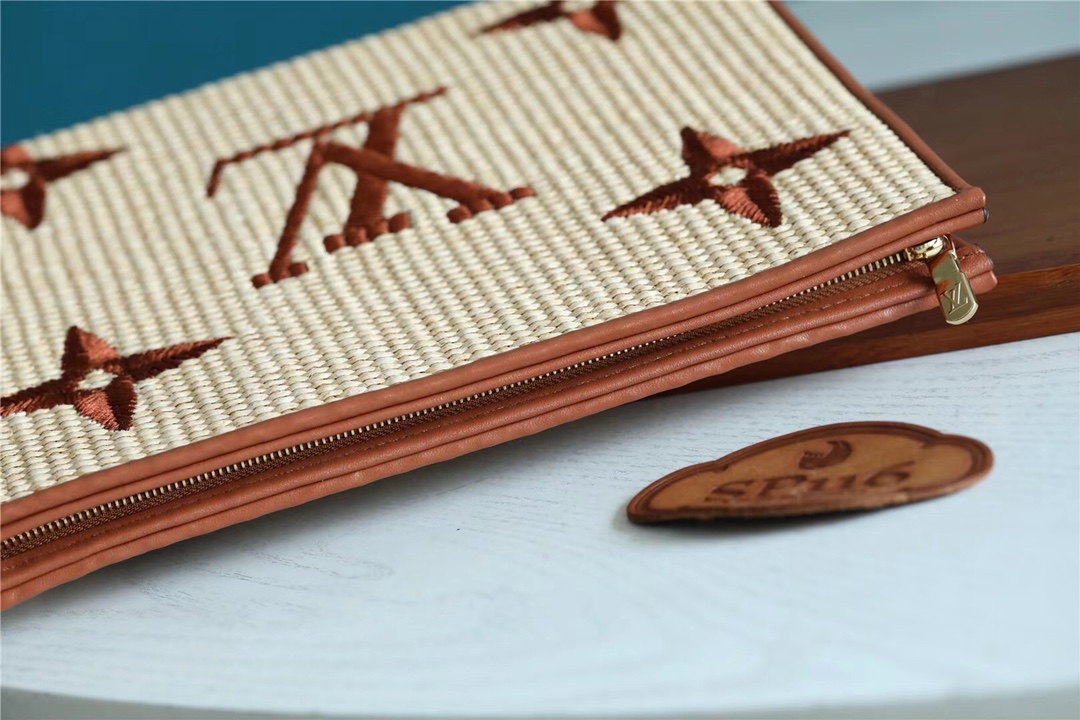 1:1 Replica Louis Vuitton Toiletry Pouch Raffia Natural /Caramel Brown For Women, Women's Wallets 9.8in/25cm LV - Image 7