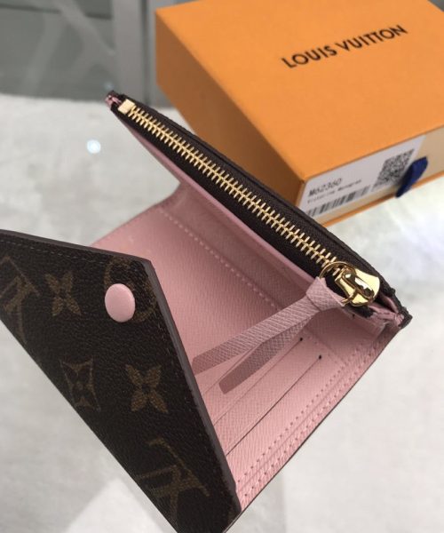 1:1 Replica Louis Vuitton Victorine Wallet Canvas Brown For Women, Women's Wallet 3.5in/9.5cm LV M62360