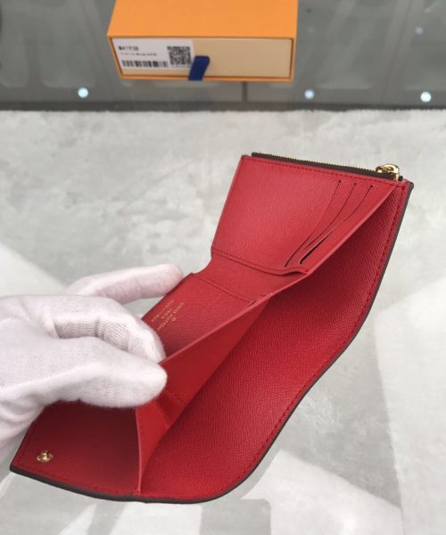 1:1 Replica Louis Vuitton Victorine Wallet In Monogram Canvas Red For Women, Women's Wallet 12cm LV M41938