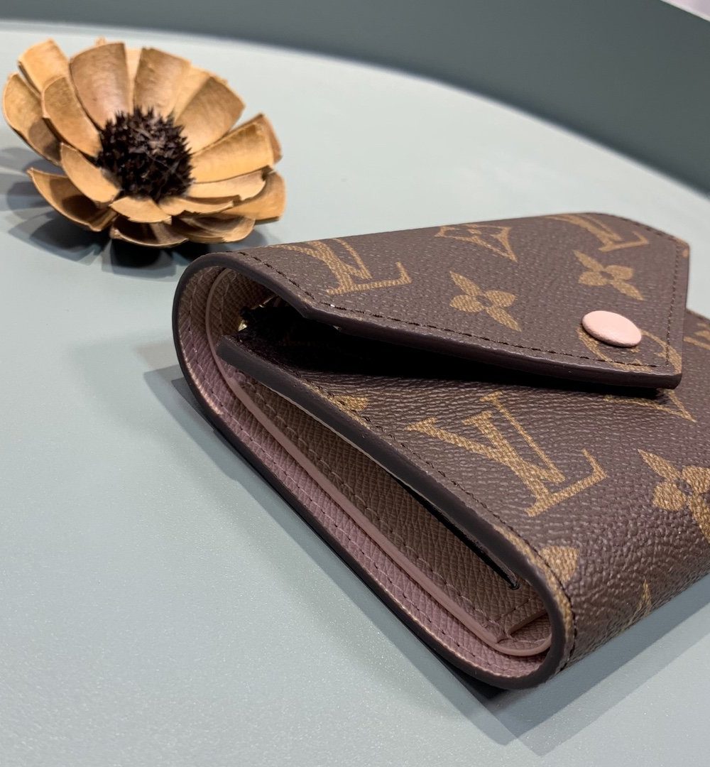 1:1 Replica Louis Vuitton Victorine Wallet Monogram Canvas Rose Ballerine Pink For Women, Women's Wallet 4.7in/12cm LV M62360