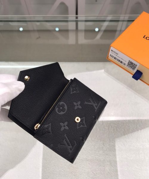 1:1 Replica Louis Vuitton Victorine Wallet Monogram Empreinte Black For Women, Women's Wallets 4.7in/12cm LV M64060