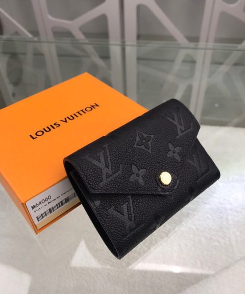 1:1 Replica Louis Vuitton Victorine Wallet Monogram Empreinte Black For Women, Women's Wallets 4.7in/12cm LV M64060