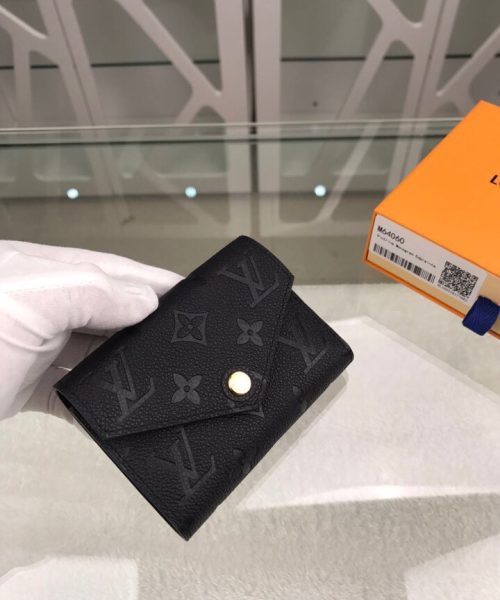 1:1 Replica Louis Vuitton Victorine Wallet Monogram Empreinte Black For Women, Women's Wallets 4.7in/12cm LV M64060