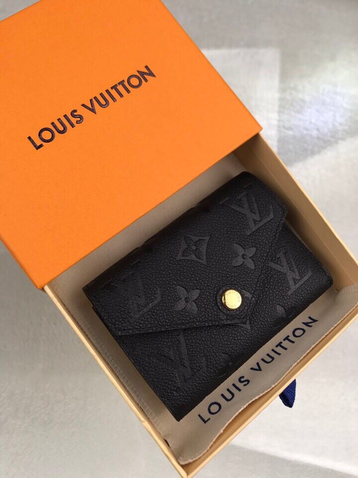 1:1 Replica Louis Vuitton Victorine Wallet Monogram Empreinte Black For Women, Women's Wallets 4.7in/12cm LV M64060