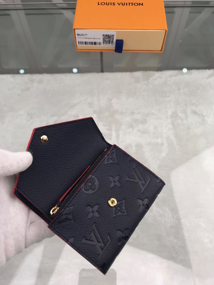 1:1 Replica Louis Vuitton Victorine Wallet Monogram Empreinte Navy Blue/ Red For Women, Women's Wallets 4.7in/12cm LV M64577 - Image 9