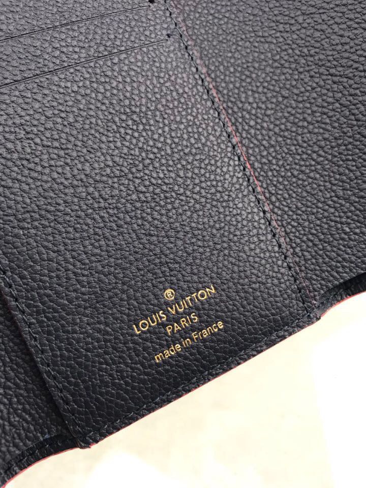 1:1 Replica Louis Vuitton Victorine Wallet Monogram Empreinte Navy Blue/ Red For Women, Women's Wallets 4.7in/12cm LV M64577 - Image 3