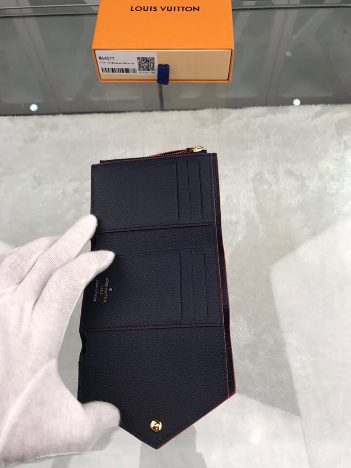 1:1 Replica Louis Vuitton Victorine Wallet Monogram Empreinte Navy Blue/ Red For Women, Women's Wallets 4.7in/12cm LV M64577 - Image 6