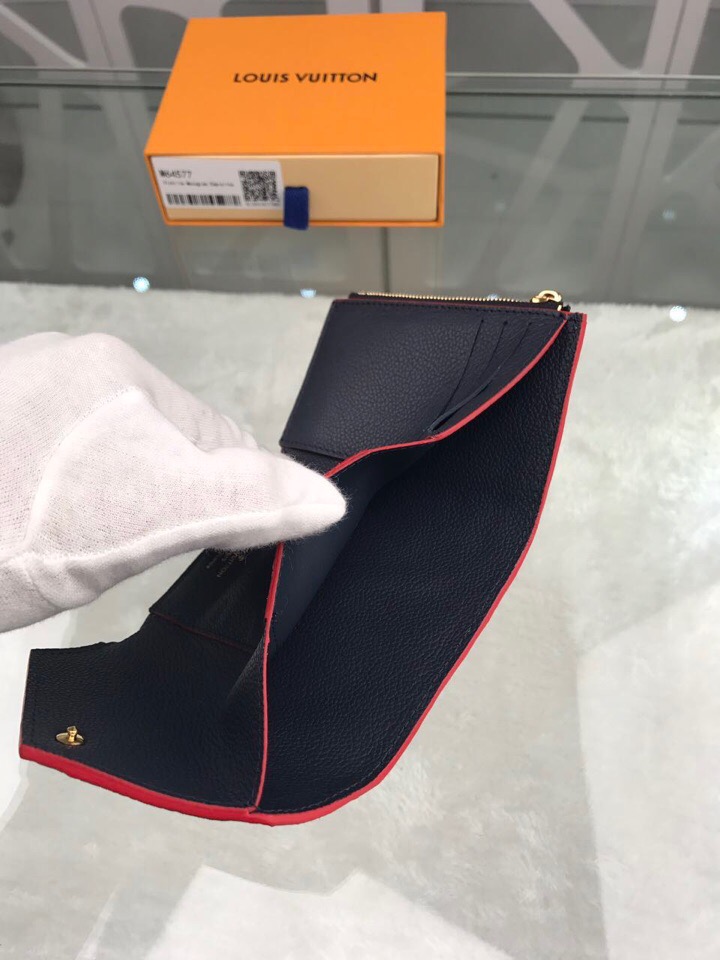 1:1 Replica Louis Vuitton Victorine Wallet Monogram Empreinte Navy Blue/ Red For Women, Women's Wallets 4.7in/12cm LV M64577 - Image 4