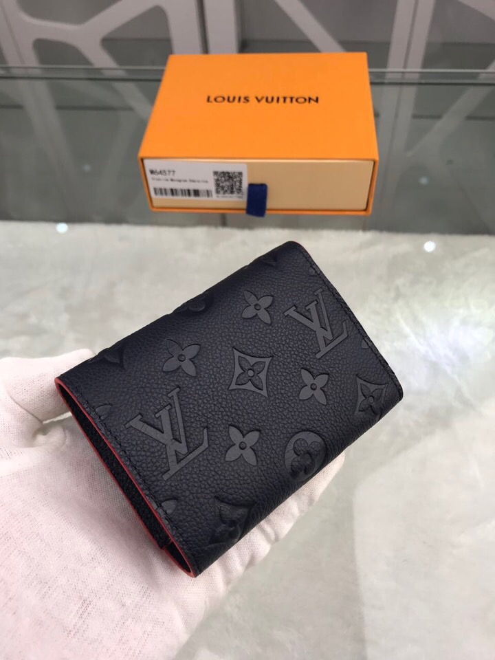 1:1 Replica Louis Vuitton Victorine Wallet Monogram Empreinte Navy Blue/ Red For Women, Women's Wallets 4.7in/12cm LV M64577 - Image 5