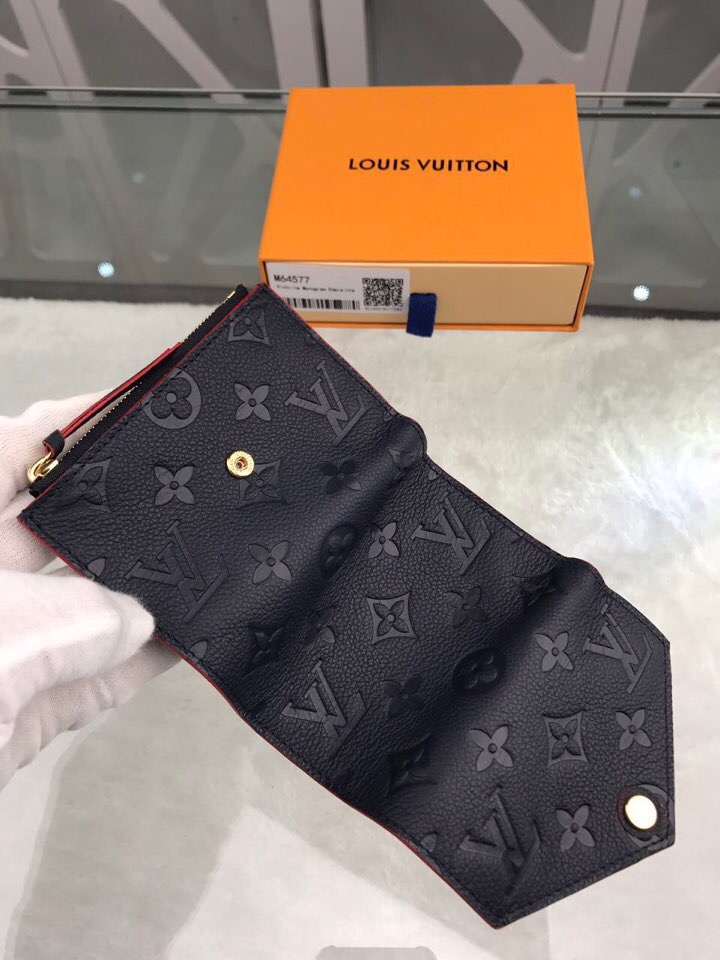 1:1 Replica Louis Vuitton Victorine Wallet Monogram Empreinte Navy Blue/ Red For Women, Women's Wallets 4.7in/12cm LV M64577 - Image 8