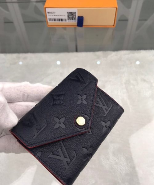 1:1 Replica Louis Vuitton Victorine Wallet Monogram Empreinte Navy Blue/ Red For Women, Women's Wallets 4.7in/12cm LV M64577