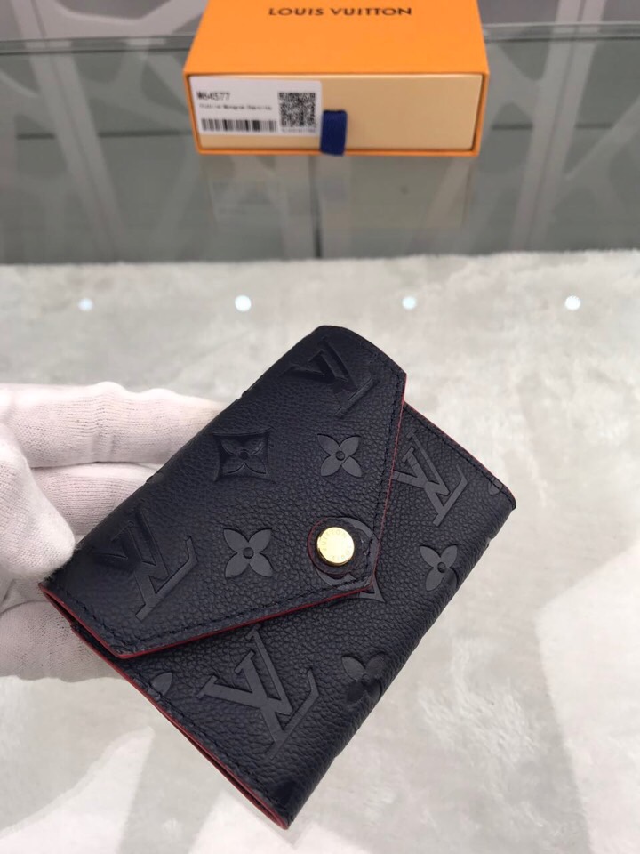 1:1 Replica Louis Vuitton Victorine Wallet Monogram Empreinte Navy Blue/ Red For Women, Women's Wallets 4.7in/12cm LV M64577 - Image 7