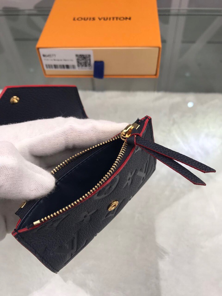1:1 Replica Louis Vuitton Victorine Wallet Monogram Empreinte Navy Blue/ Red For Women, Women's Wallets 4.7in/12cm LV M64577 - Image 2
