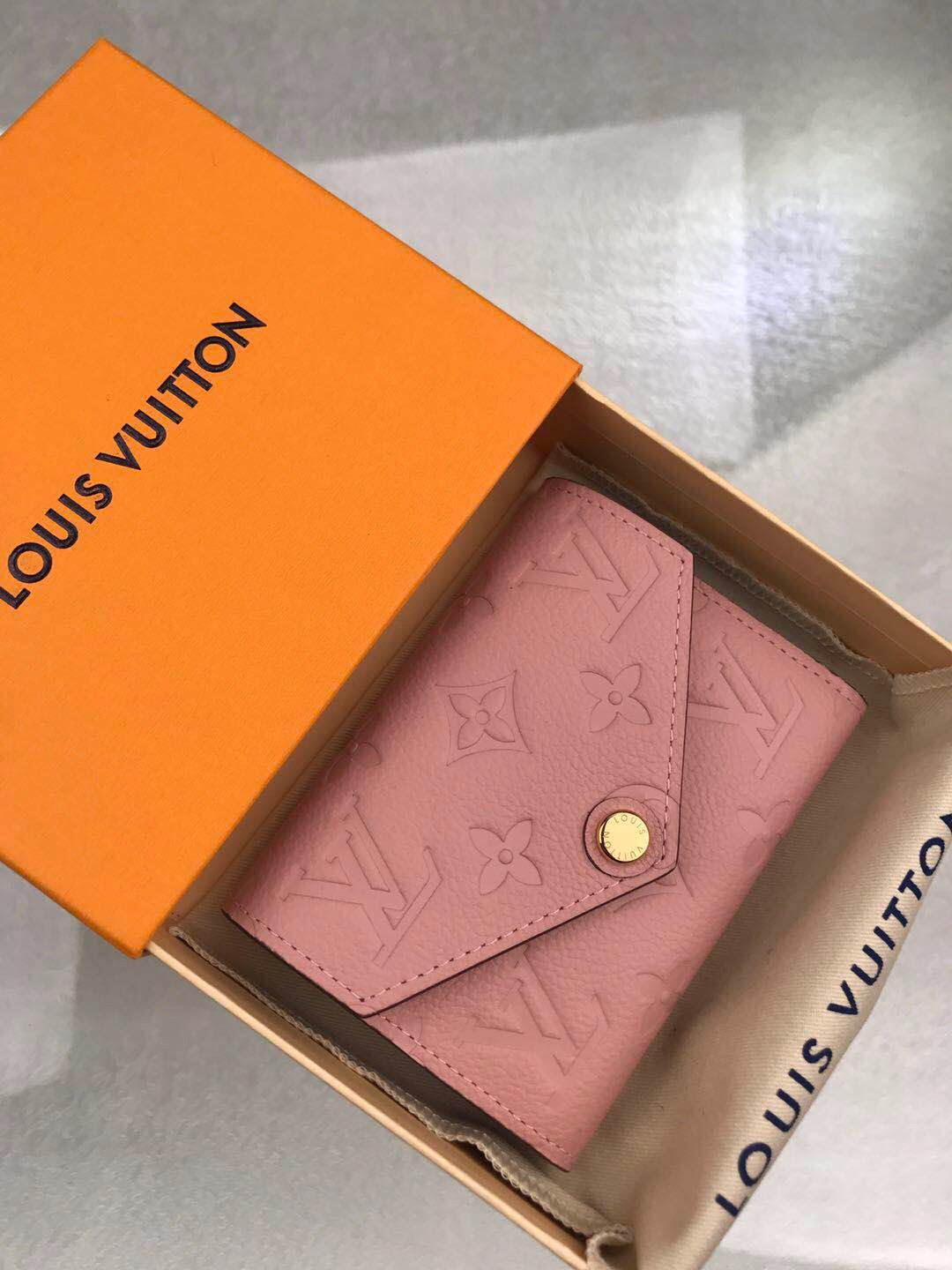 1:1 Replica Louis Vuitton Victorine Wallet Monogram Empreinte Pink For Women, Women's Wallets 4.7in/12cm LV