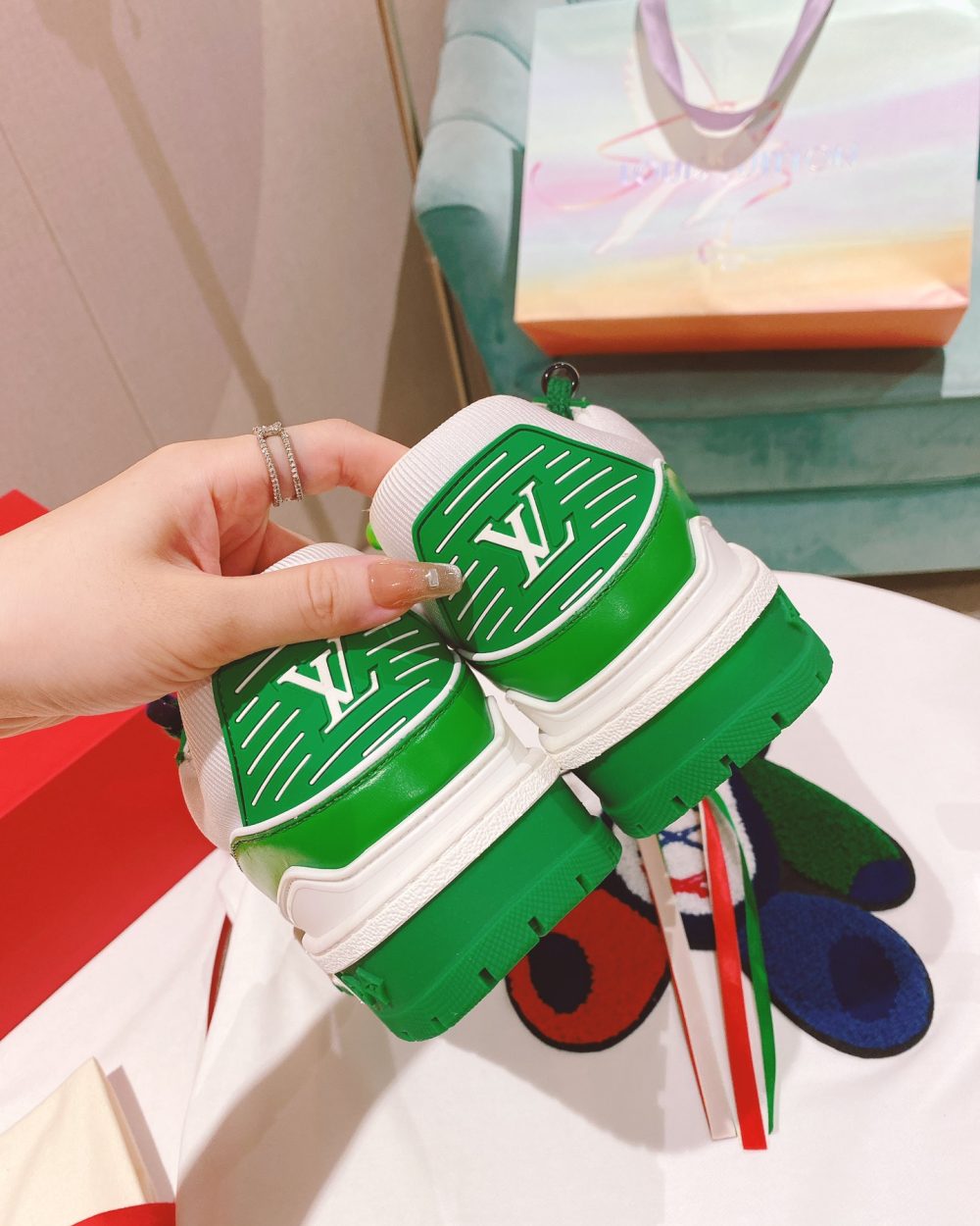 Louis Vuitton Women's LV Trainer Sneaker Green For Women LV