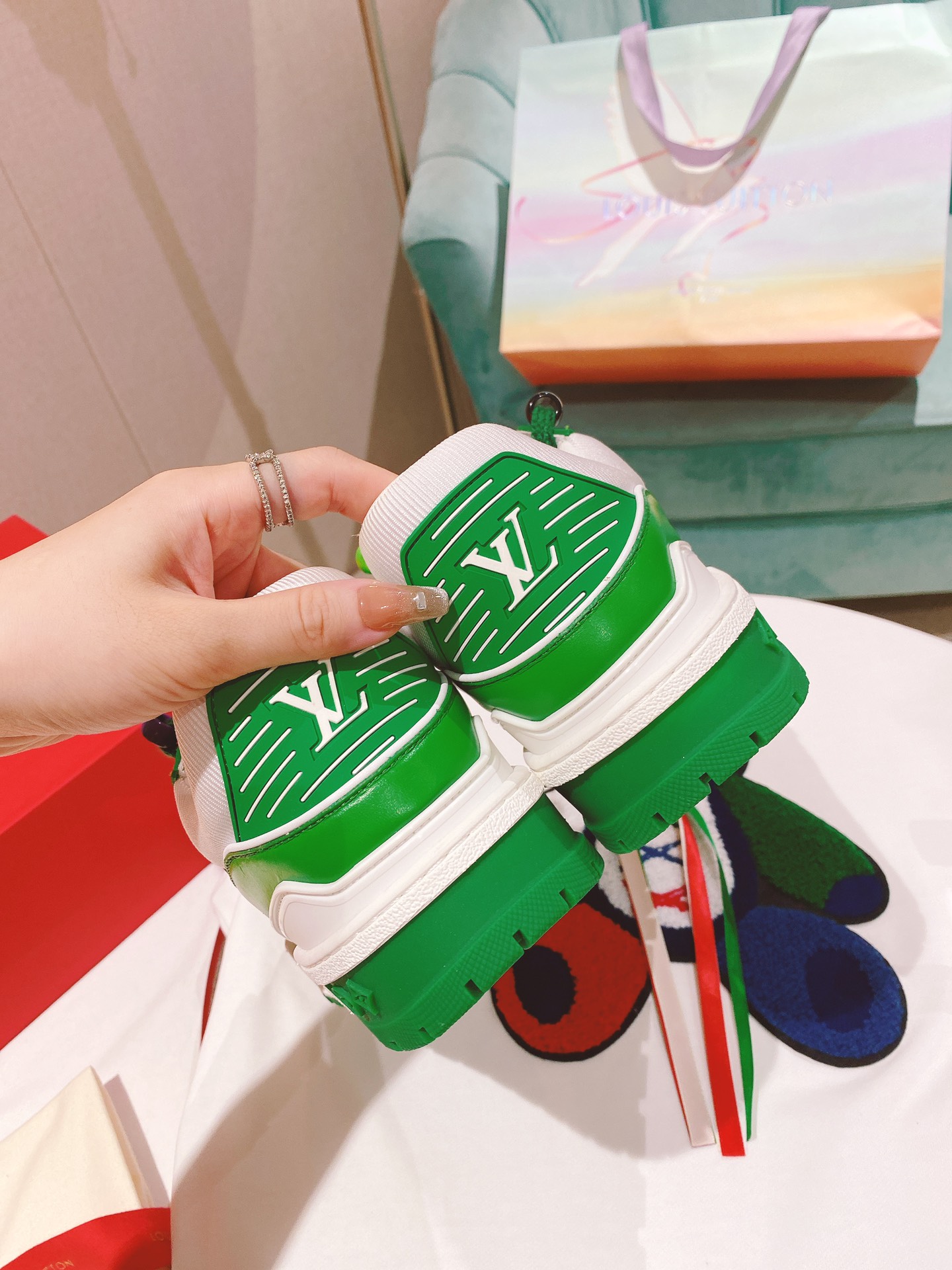 Louis Vuitton Women's LV Trainer Sneaker Green For Women LV - Image 2