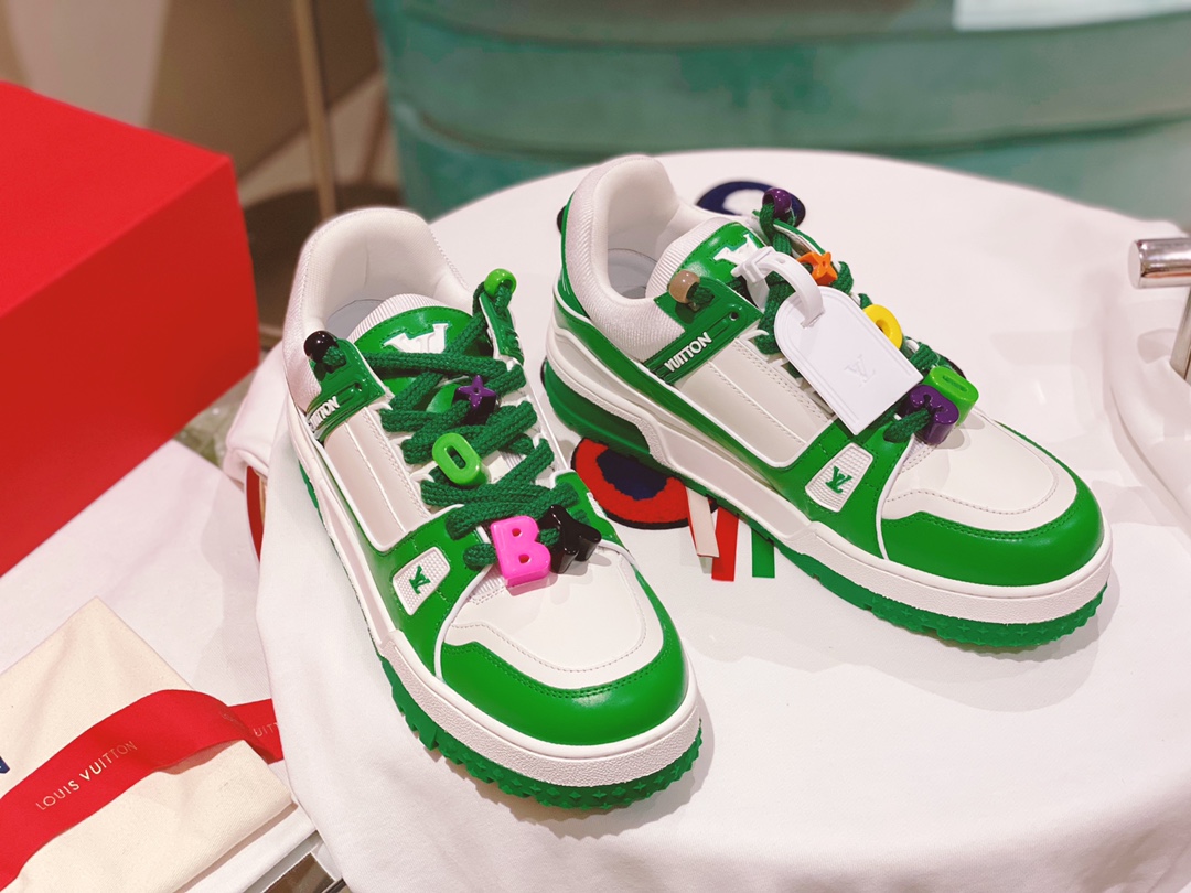 Louis Vuitton Women's LV Trainer Sneaker Green For Women LV - Image 4