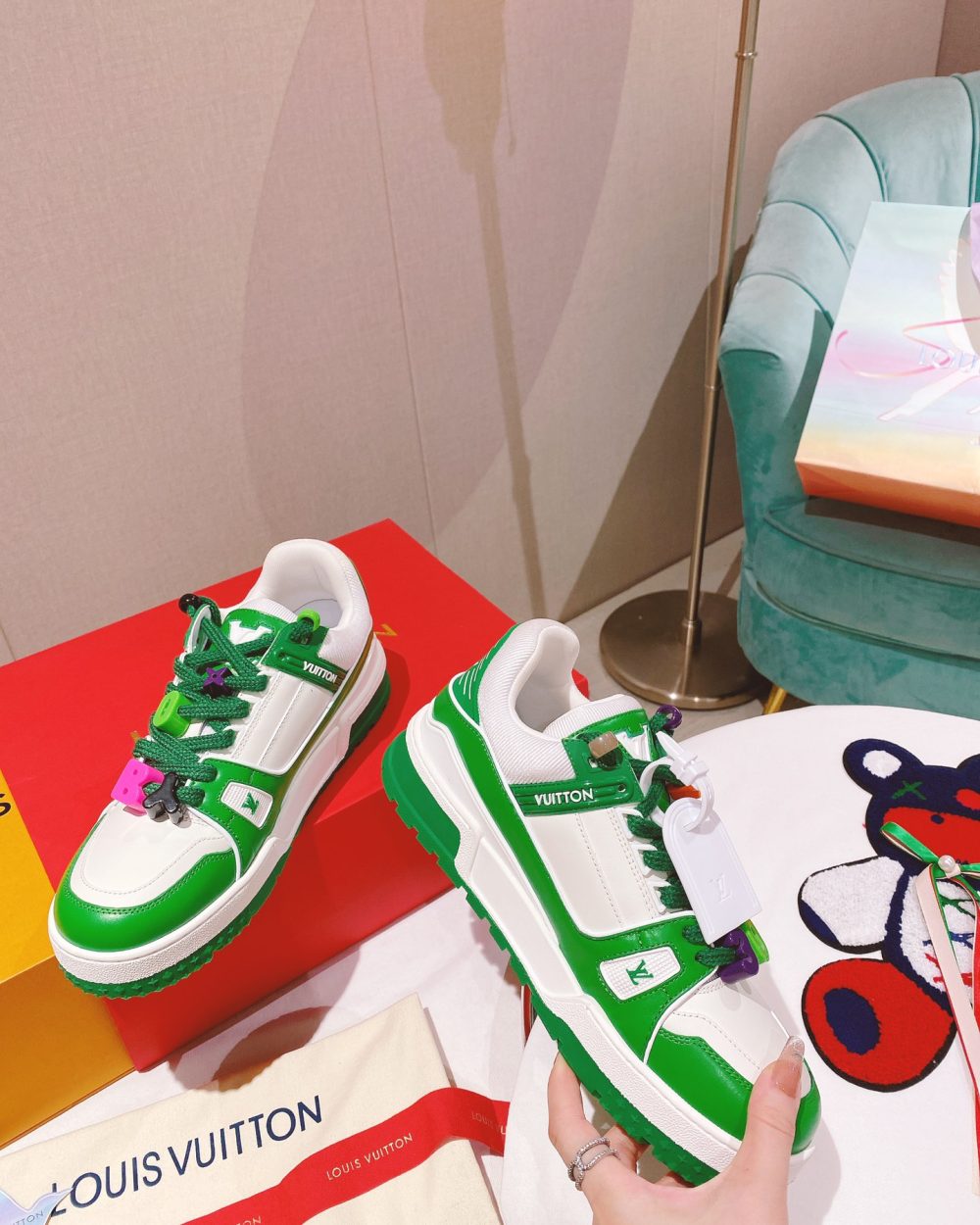 Louis Vuitton Women's LV Trainer Sneaker Green For Women LV
