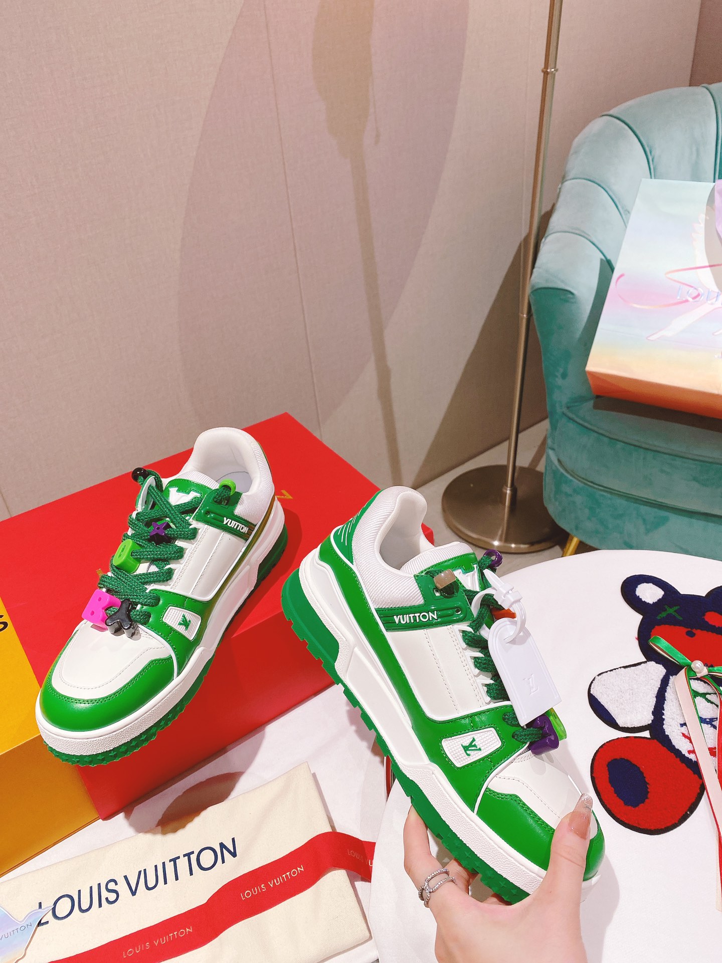 Louis Vuitton Women's LV Trainer Sneaker Green For Women LV - Image 9