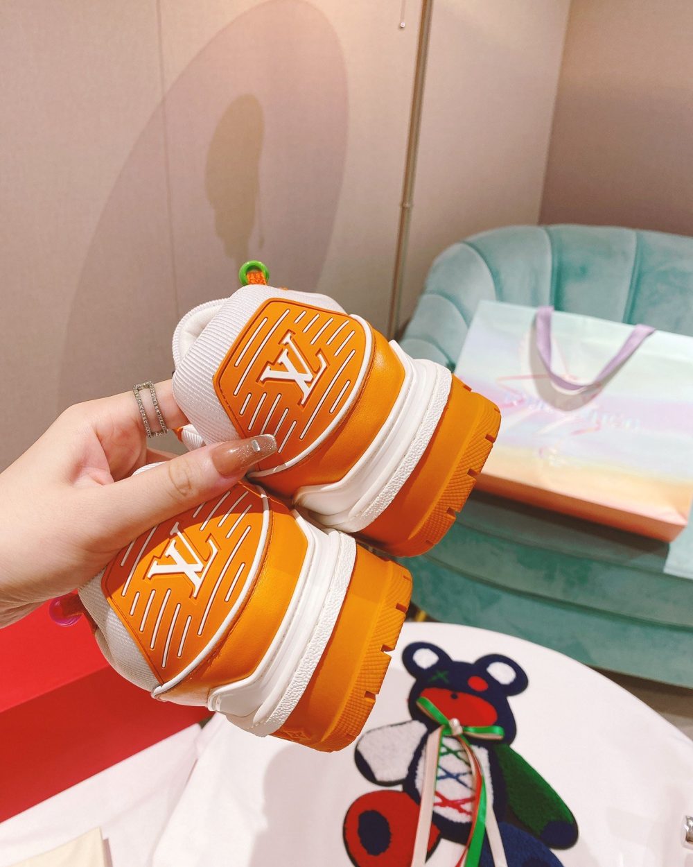 Louis Vuitton Women's LV Trainer Sneaker Orange For Women LV