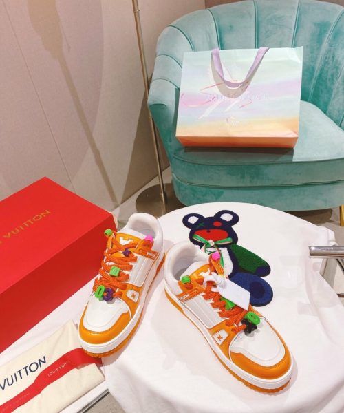 Louis Vuitton Women's LV Trainer Sneaker Orange For Women LV