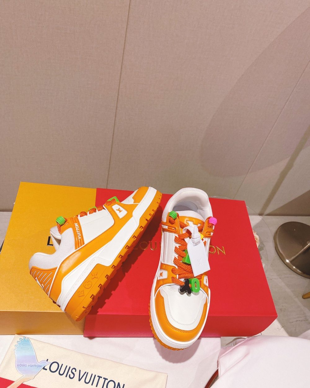 Louis Vuitton Women's LV Trainer Sneaker Orange For Women LV