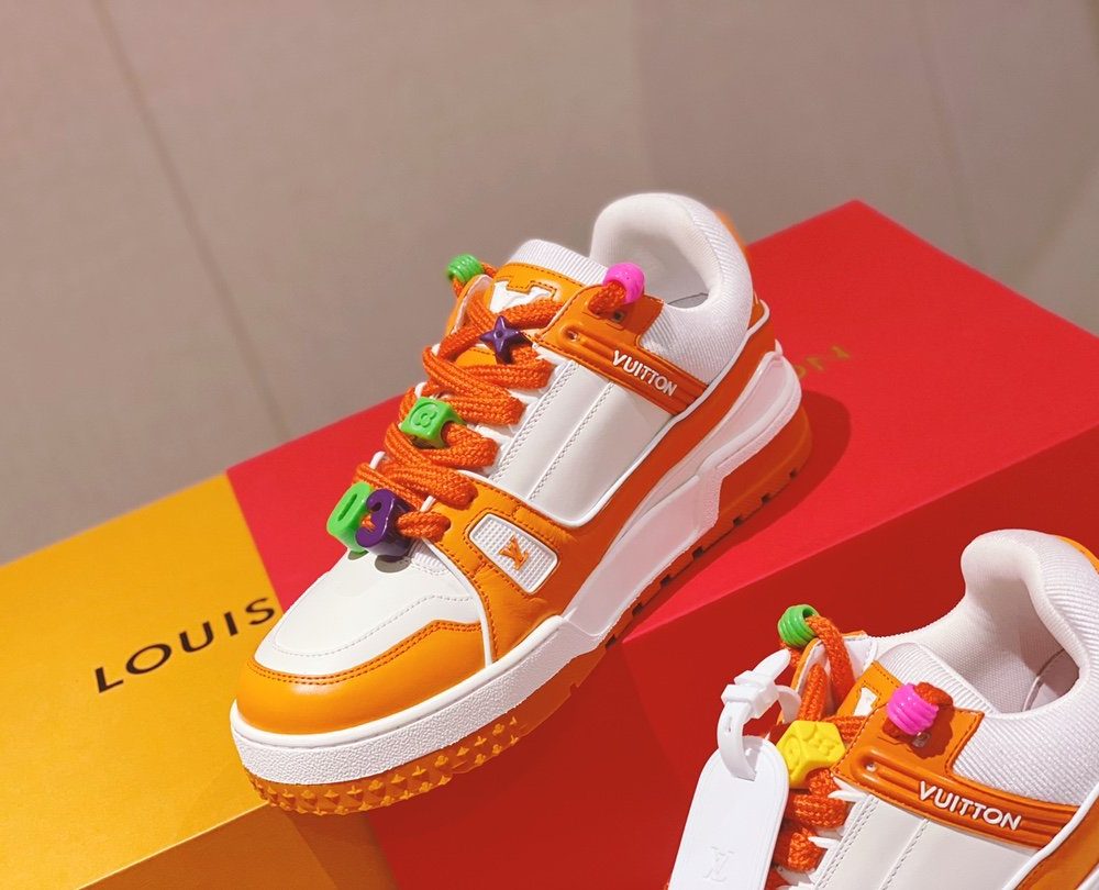 Louis Vuitton Women's LV Trainer Sneaker Orange For Women LV