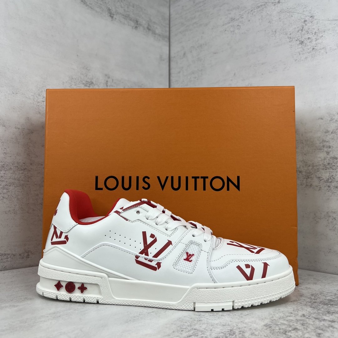 Louis Vuitton Women's LV Trainer Sneaker Red For Women LV