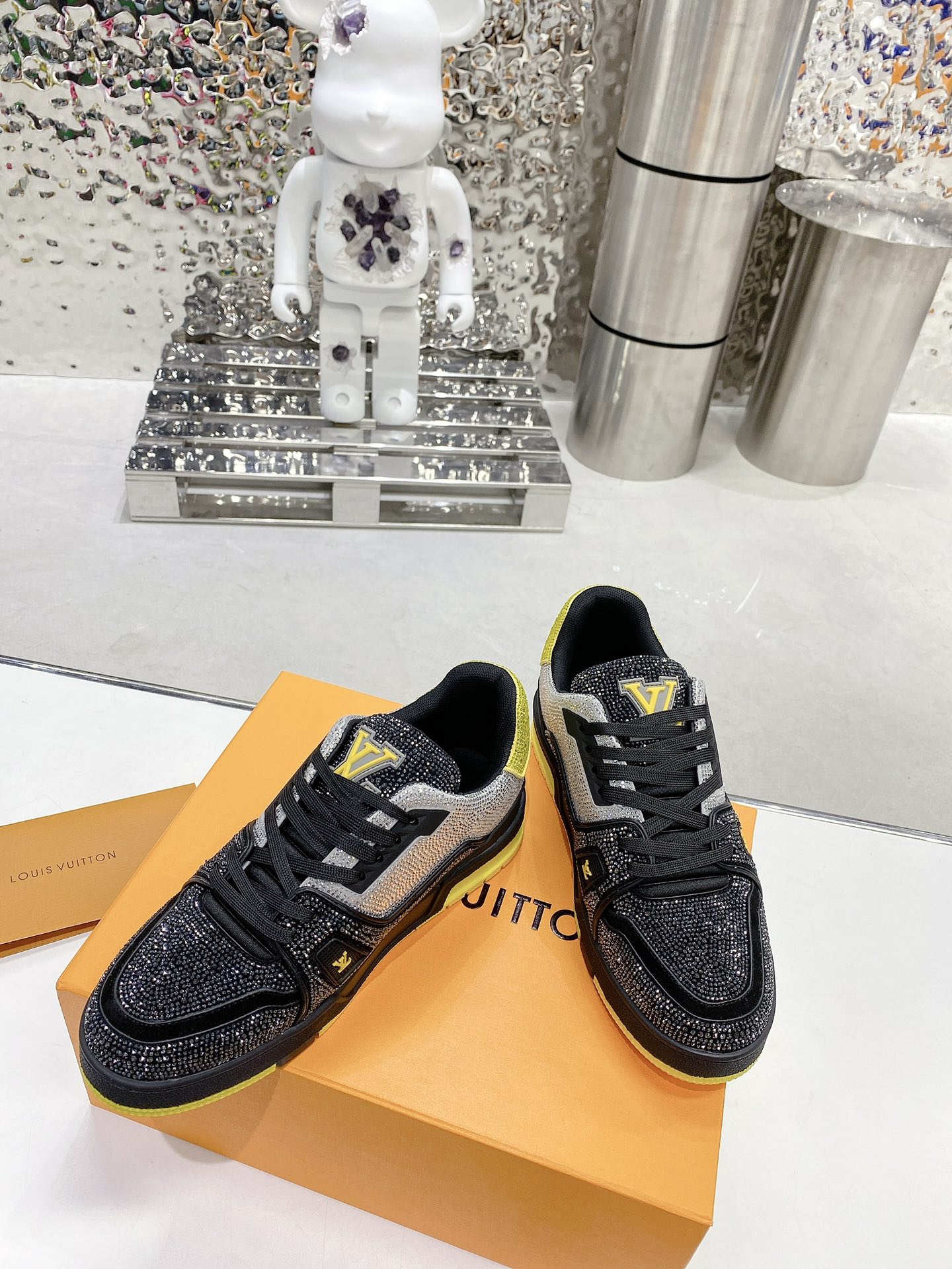 Louis Vuitton Women's LV Trainers Black And Yellow For Women LV - Image 2