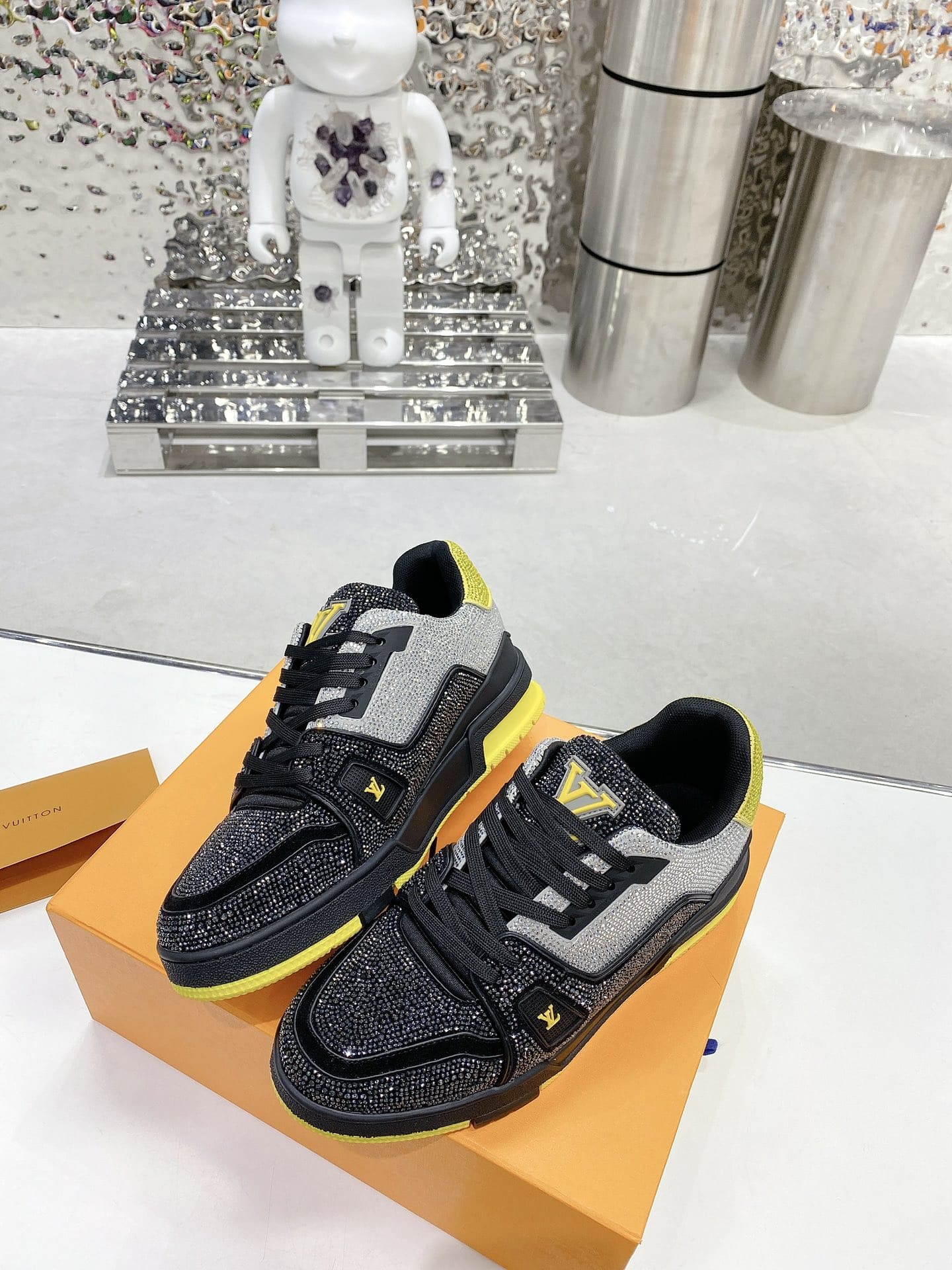 Louis Vuitton Women's LV Trainers Black And Yellow For Women LV