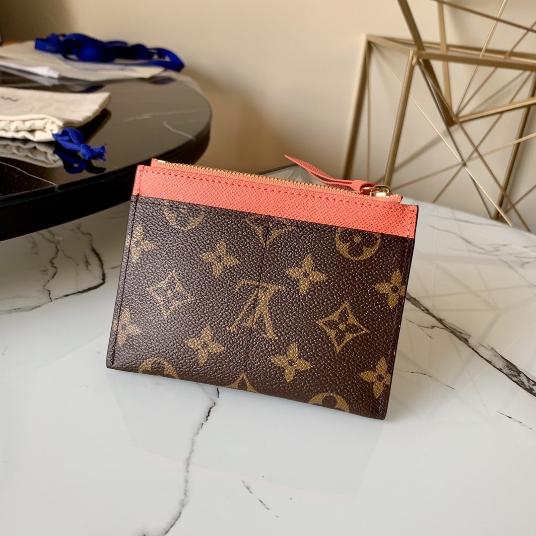 1:1 Replica Louis Vuitton Zipped Card Holder Monogram Canvas Orange For Women, Women Wallet LV - Image 2