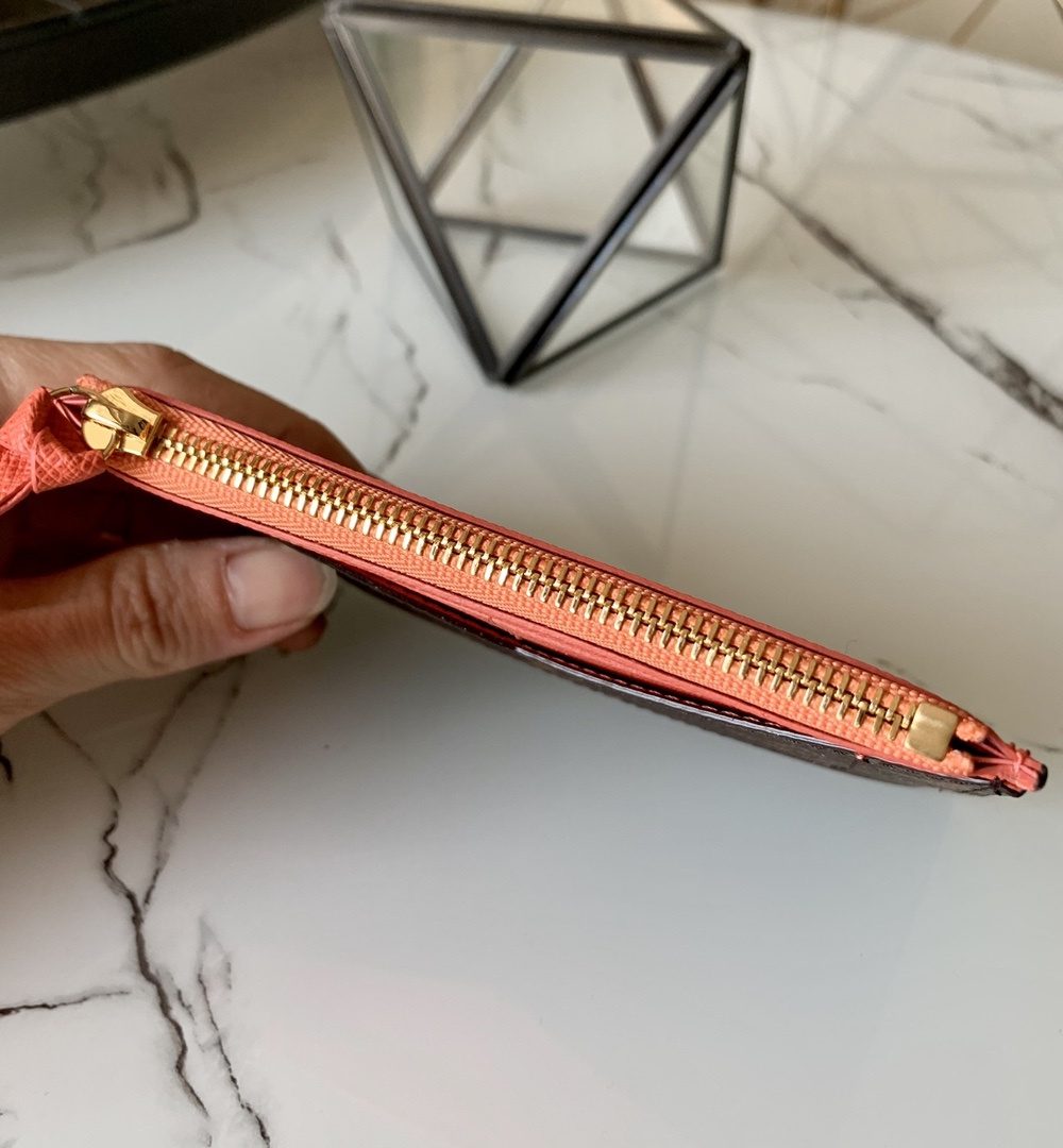 1:1 Replica Louis Vuitton Zipped Card Holder Monogram Canvas Orange For Women, Women Wallet LV